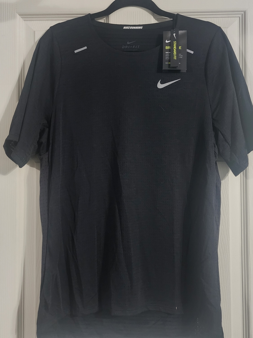 Nike Men’s Black Dri-FIT Short Sleeve Running Tee Sz M
